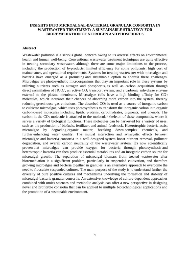 Microalgal-Bacterial Consortia in Wastewater Treatment | PDF | Mass ...