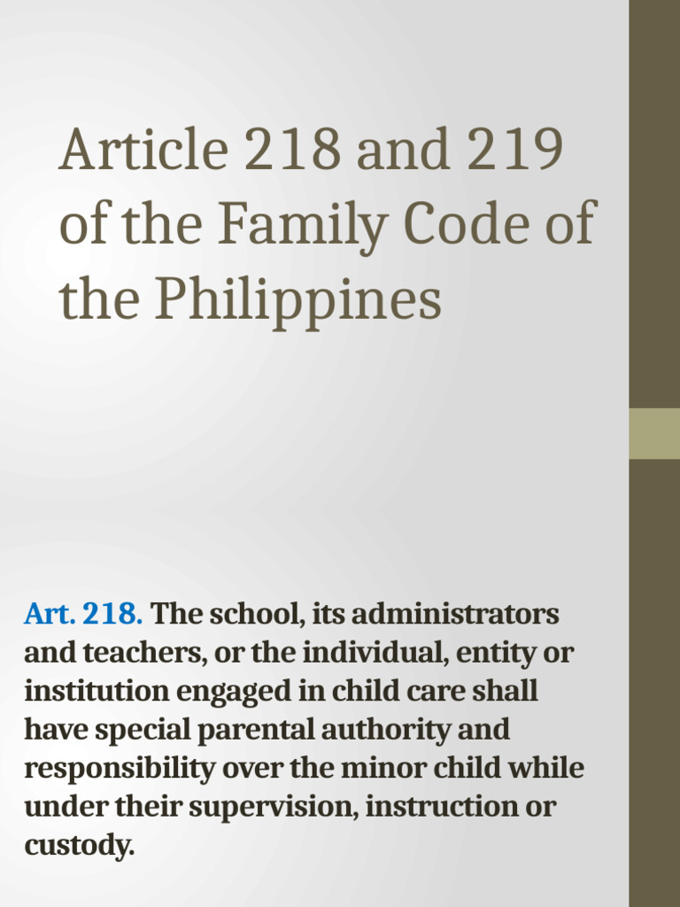 Article 218 and 219 of The Family Code APARENTE JUANITA | PDF | Legal ...