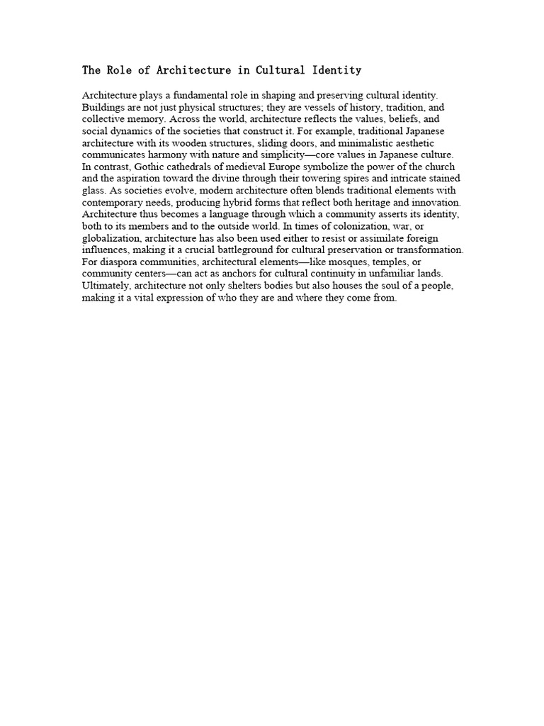Architecture's Impact on Cultural Identity | PDF