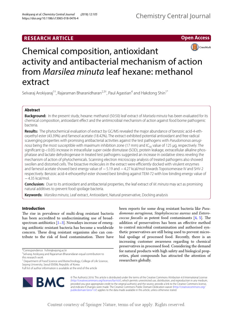 Chemical Composition Antioxidant Activity and Anti | PDF | Microbiology