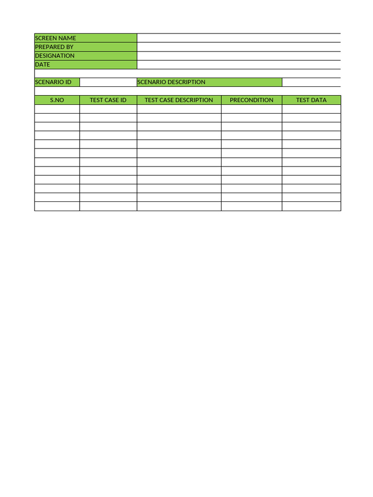 Test Case Template | PDF