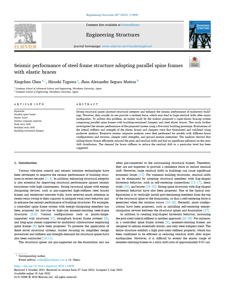 Seismic Performance of Spine Frames | PDF | Strength Of Materials ...