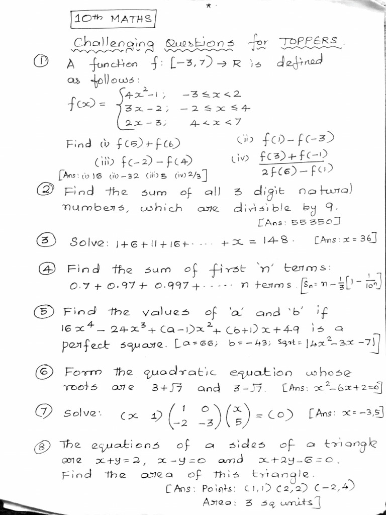 10thvchallenging Qns For Toppers | PDF