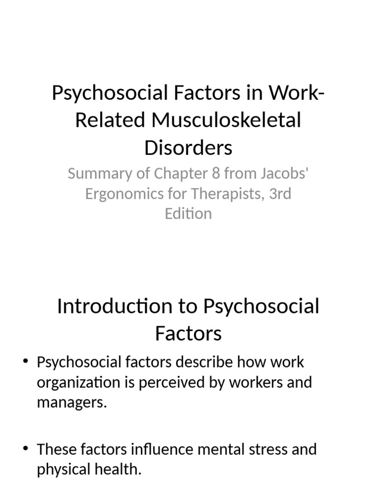 Chapter8 - Psychosocial - Factors - WRMSDs and Work Related | PDF ...