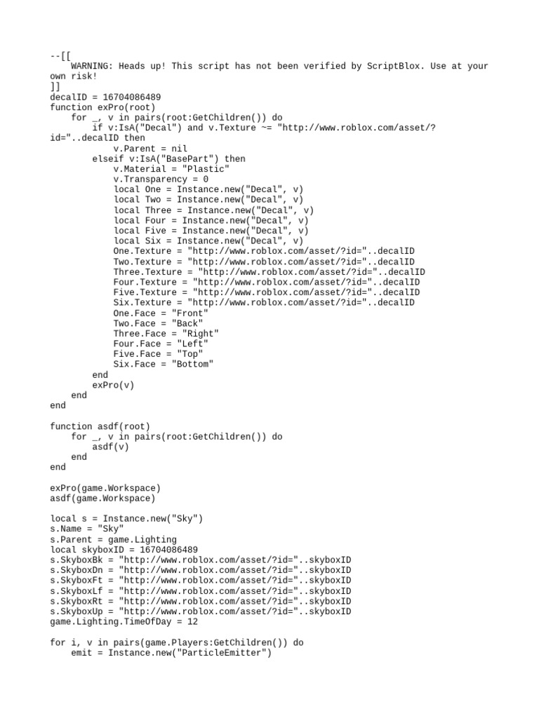 Roblox Decal and Skybox Script | PDF