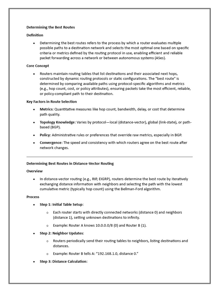 Best Path Selection in Routing Protocols | PDF | Routing ...