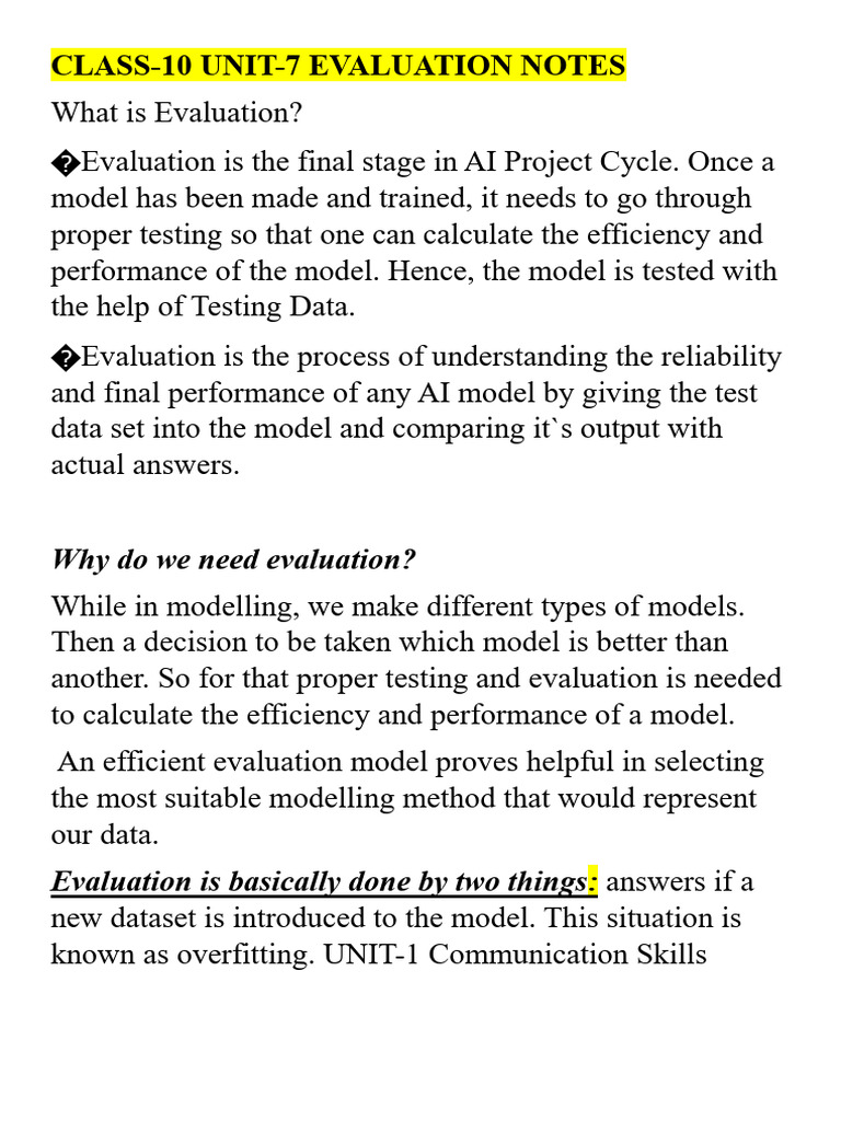 AI Model Evaluation and Metrics Guide | PDF | Accuracy And Precision ...