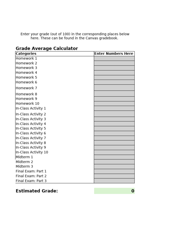 Grade Calculator 1 | PDF