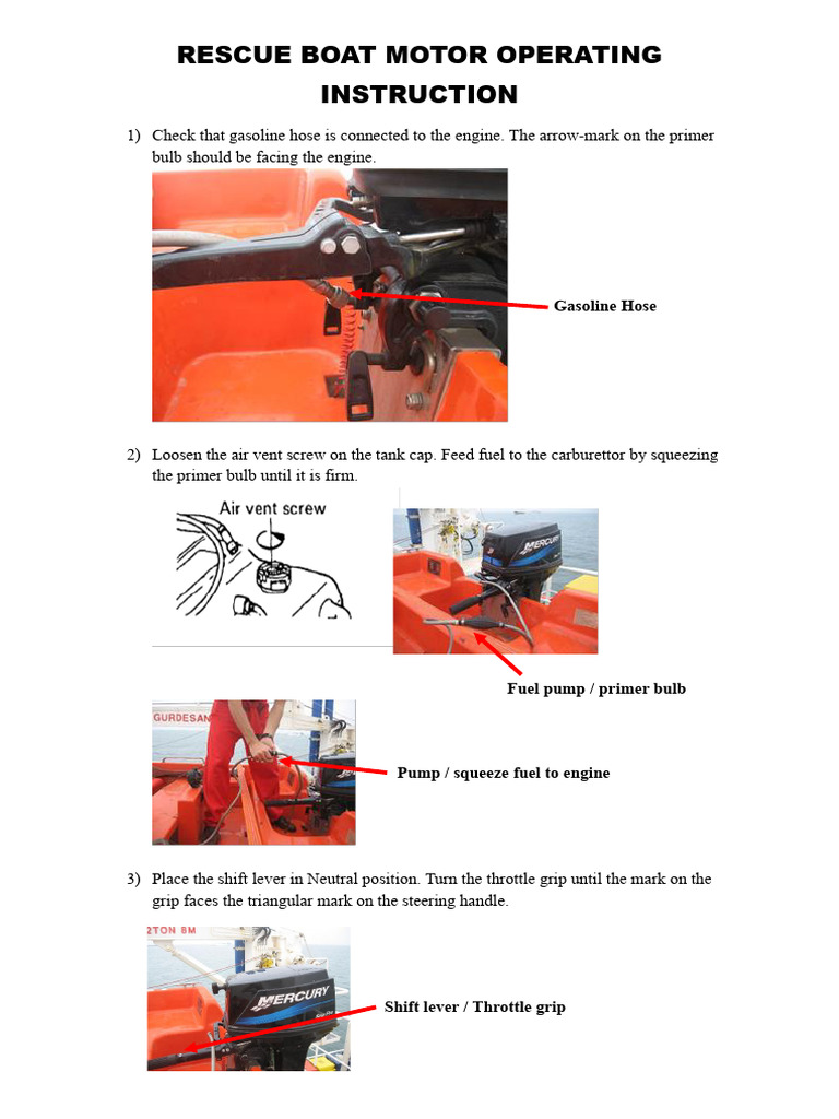 Rescue Boat Engine Start Procedure | PDF