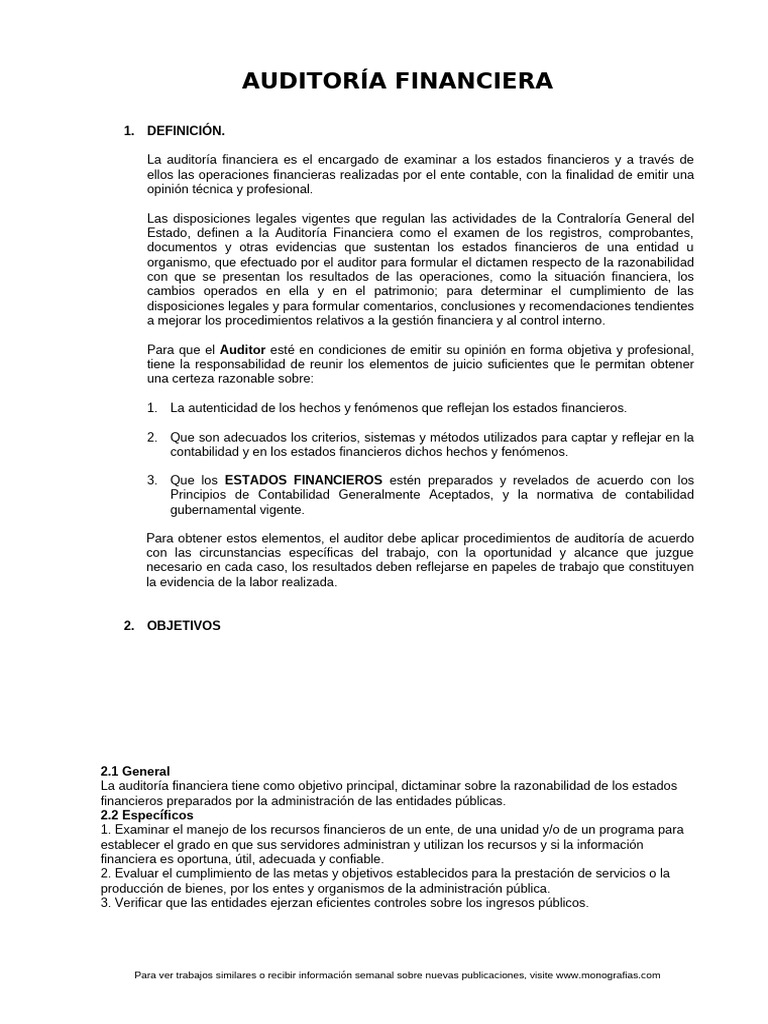 Guía Completa de Auditoría Financiera | PDF | Auditoría | Contralor