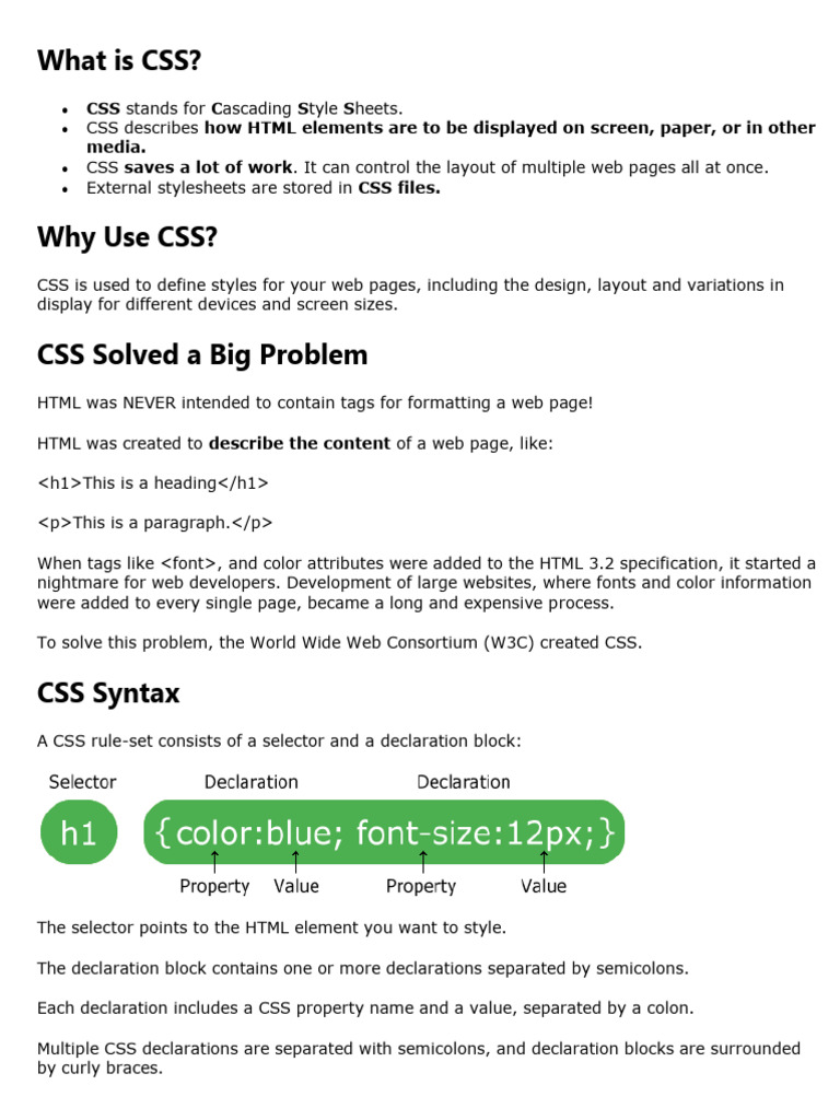 Introduction to CSS Basics and Usage | PDF | Html | Html Element