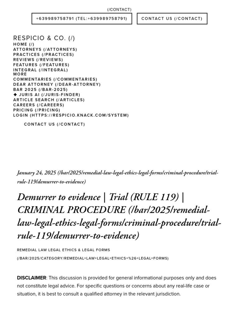 Demurrer to Evidence in Criminal Procedure | PDF | Demurrer | Prosecutor