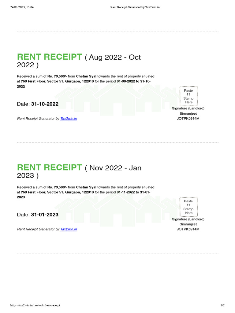 Rent Receipt Generator Free Online - Download Pre-Filled Rent Receipts ...