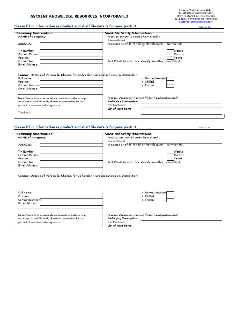 Shelf Life Study Form for Products | PDF | Shelf Life | Freight Transport