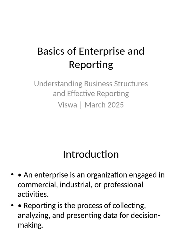 Enterprise Reporting Tools Overview | PDF