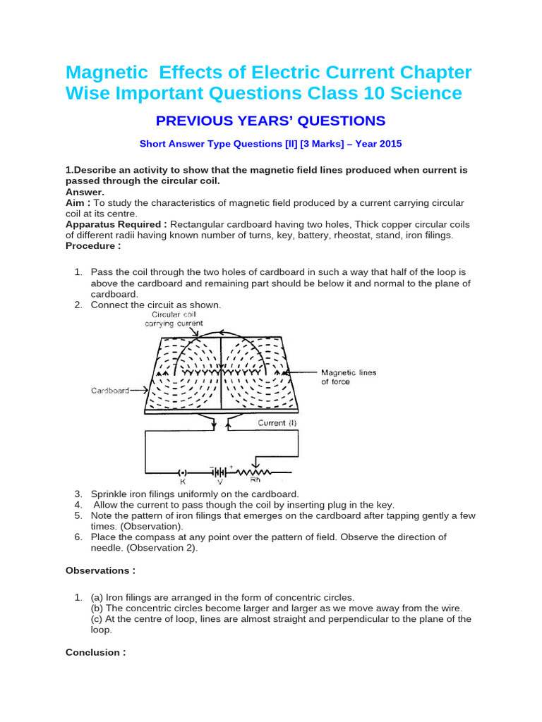 Magnetic Effects of Current in Solenoids | PDF | Alternating Current ...