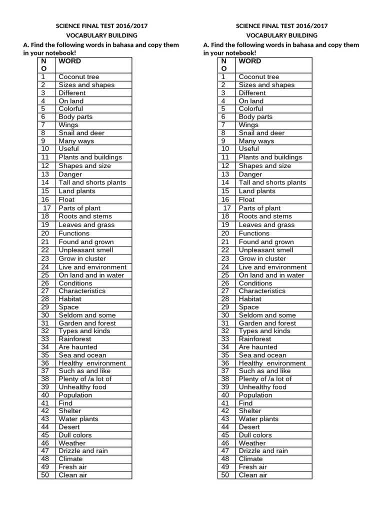 Science Final Test 2016 | PDF | Plants | Elementary Geometry