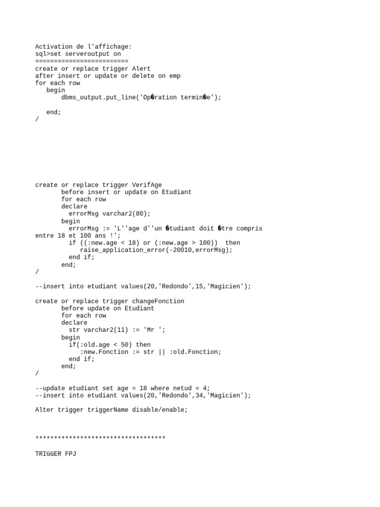 Triggers and Procedures in SQL | PDF