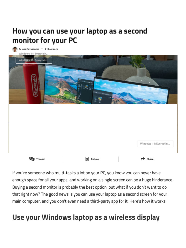 How You Can Use Your Laptop As A Second Monitor For Your PC | PDF ...