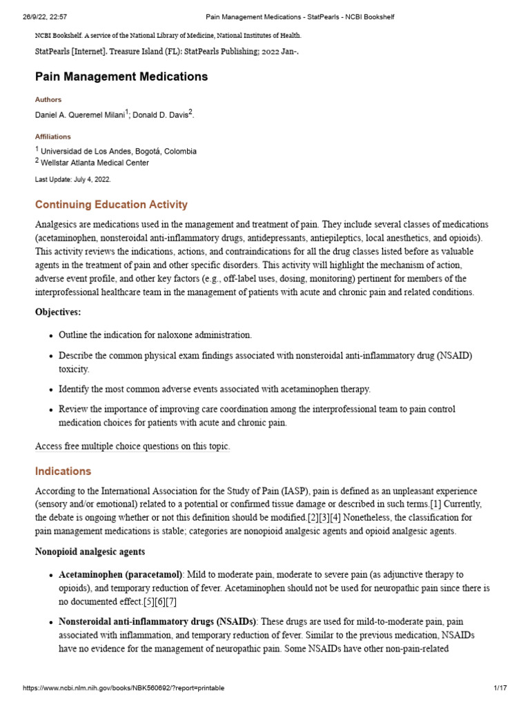 Pain Management Medications Overview | PDF | Analgesic | Nonsteroidal ...