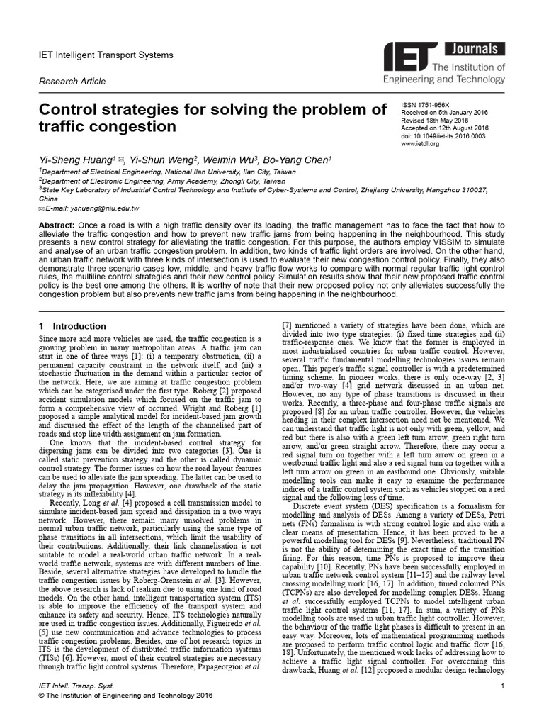 Traffic Congestion Control Strategies | PDF | Traffic | Traffic Congestion