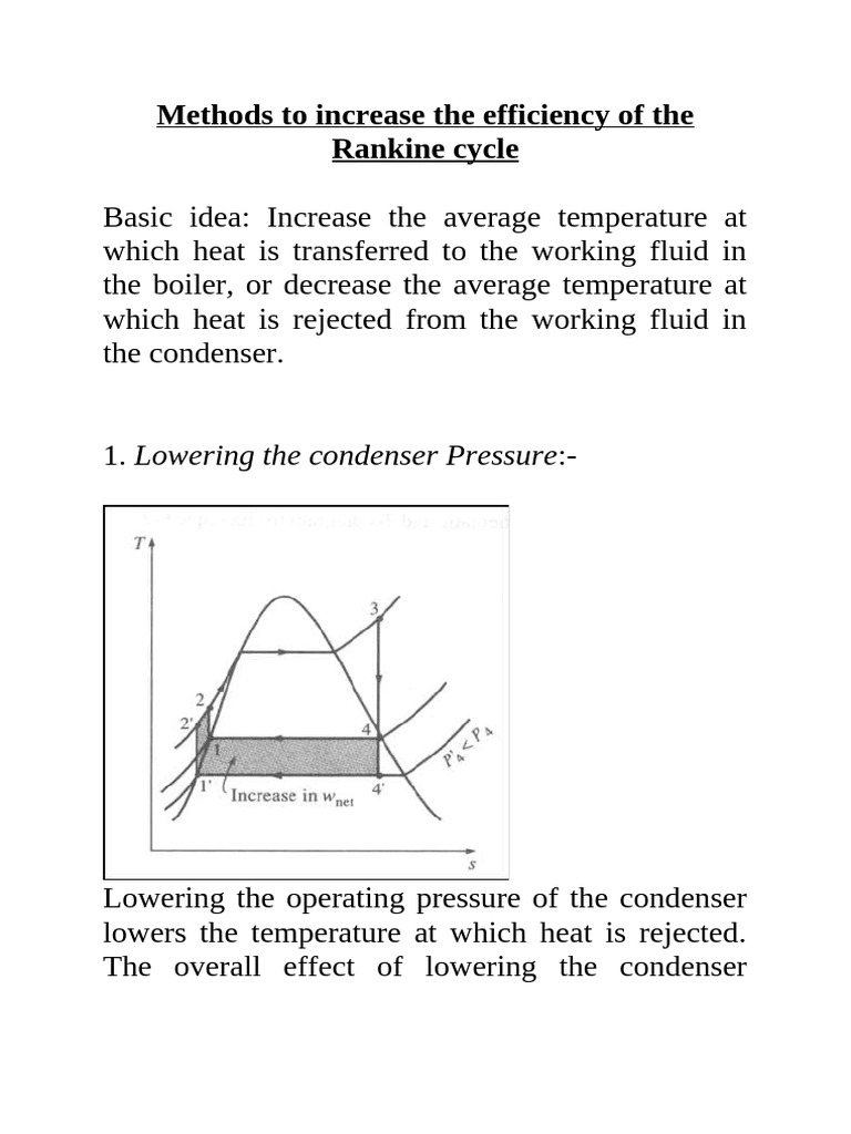 Methods To Increase The Efficiency of The Rankine Cycle | PDF