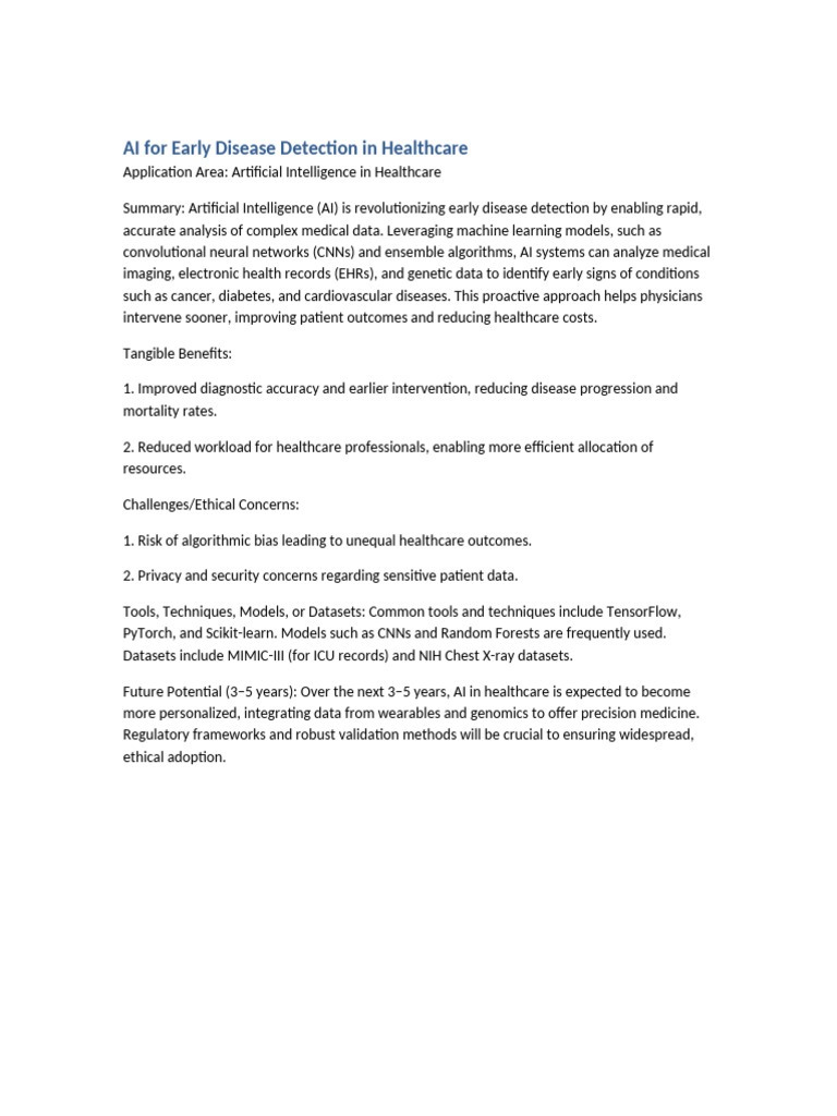 AI Advancements in Early Disease Detection | PDF