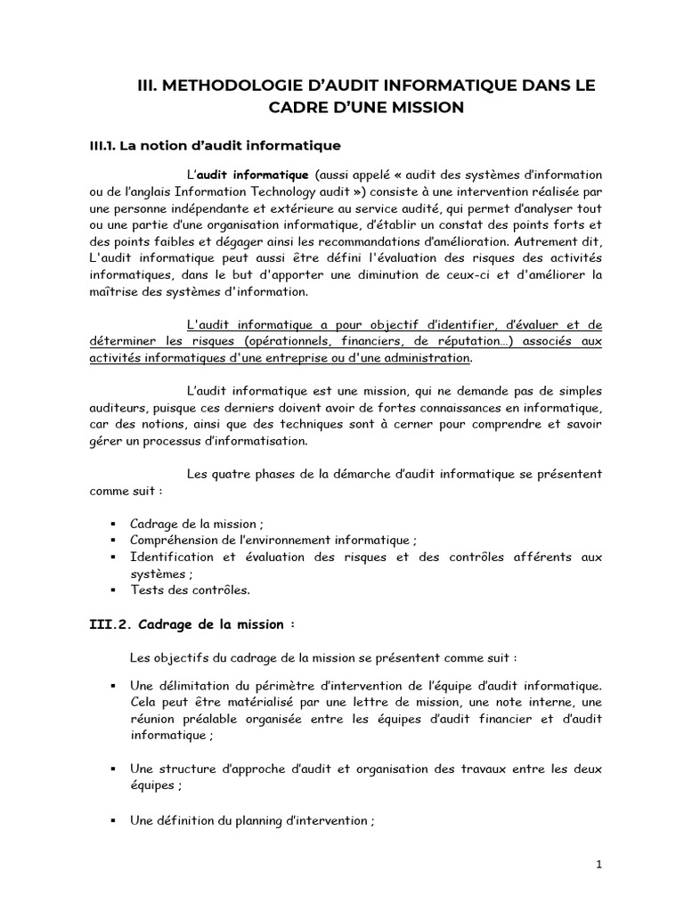 Audit Informatique : Méthodologie et Phases | PDF | Audit | Informatique