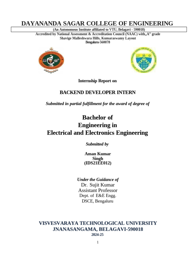 Backend Developer Internship Report | PDF | Databases | Agile Software ...