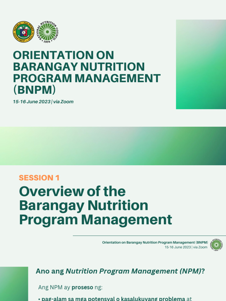 Orientation On BNPM (Mam Ching) | PDF