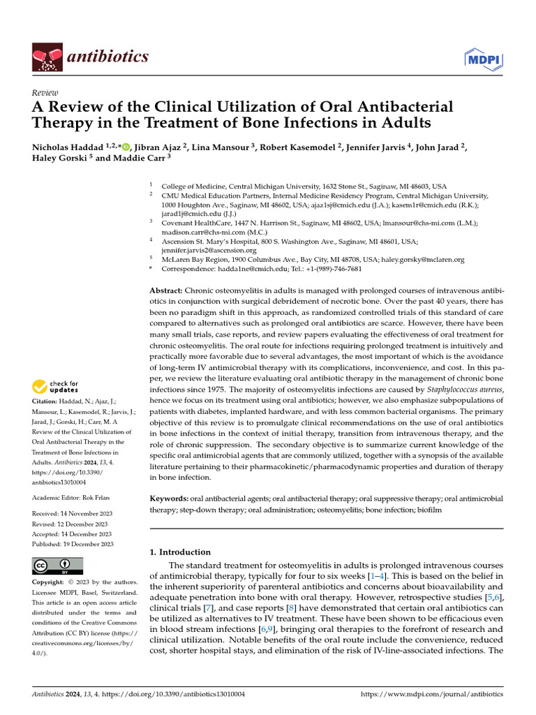 Oral Antibiotics for Bone Infections | PDF | Methicillin Resistant ...