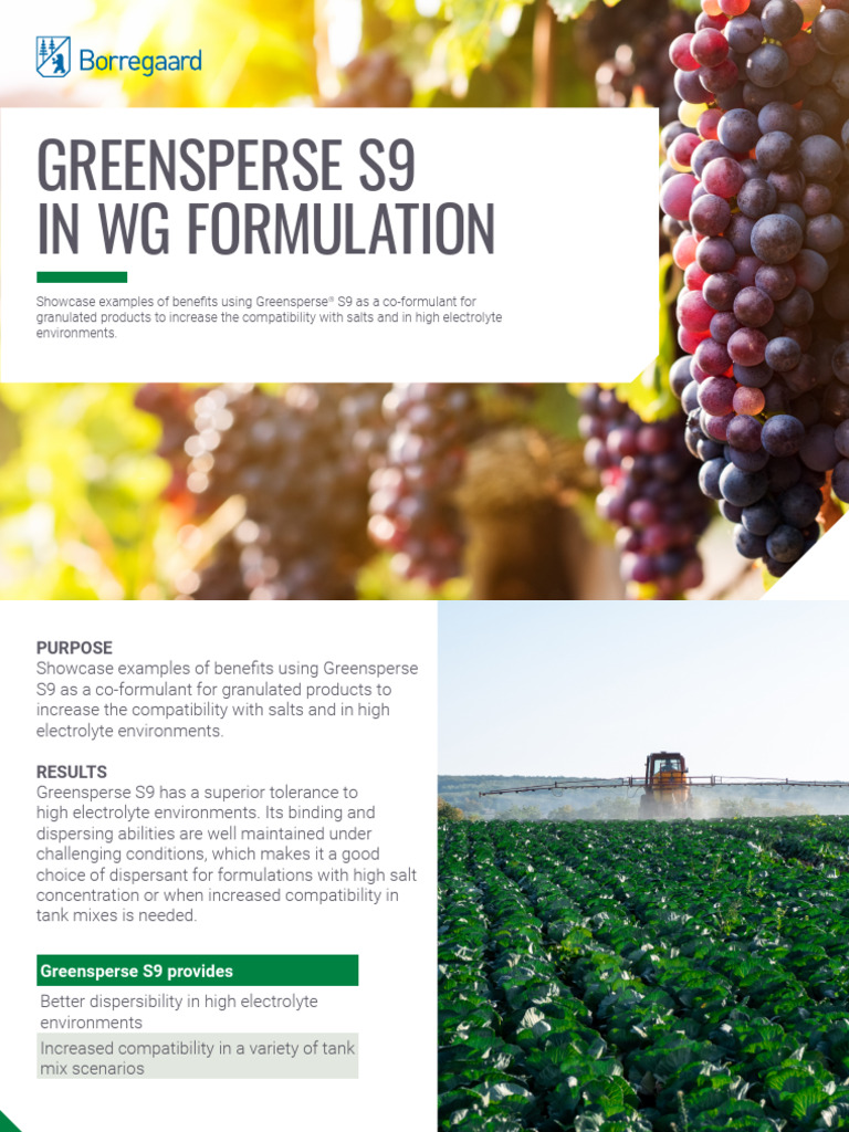 Greensperse S9: Enhancing WG Formulations | PDF | Fertilizer | Salt ...