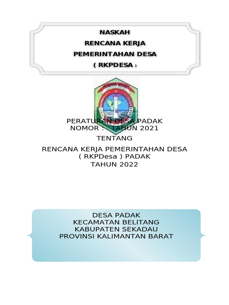 RKPDesa Padak 2022: Rencana Kerja Desa | PDF