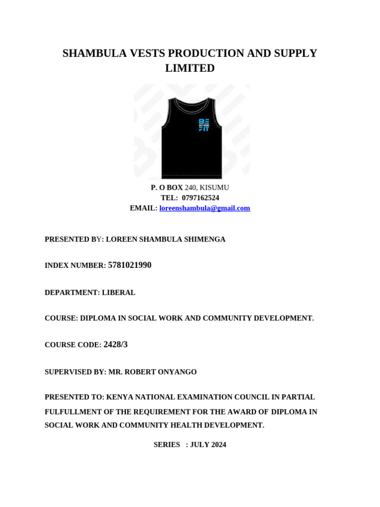 Shambula Vests Production and Supply Limited | PDF | Market (Economics ...