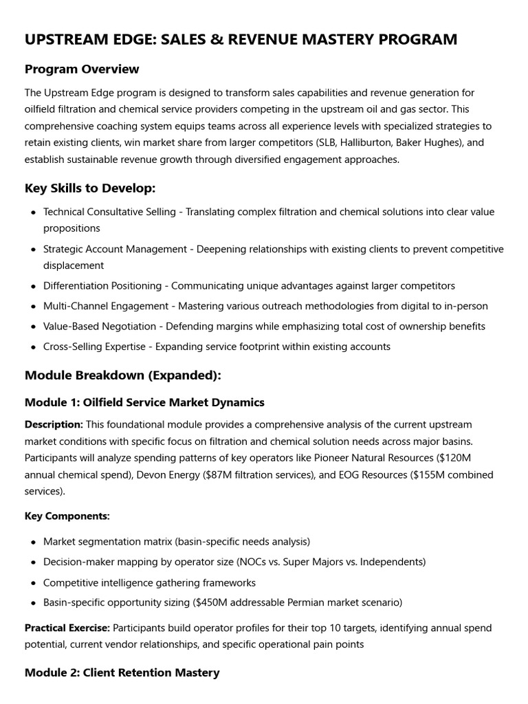 Upstream Edge Sales & Revenue Mastery Program PDF