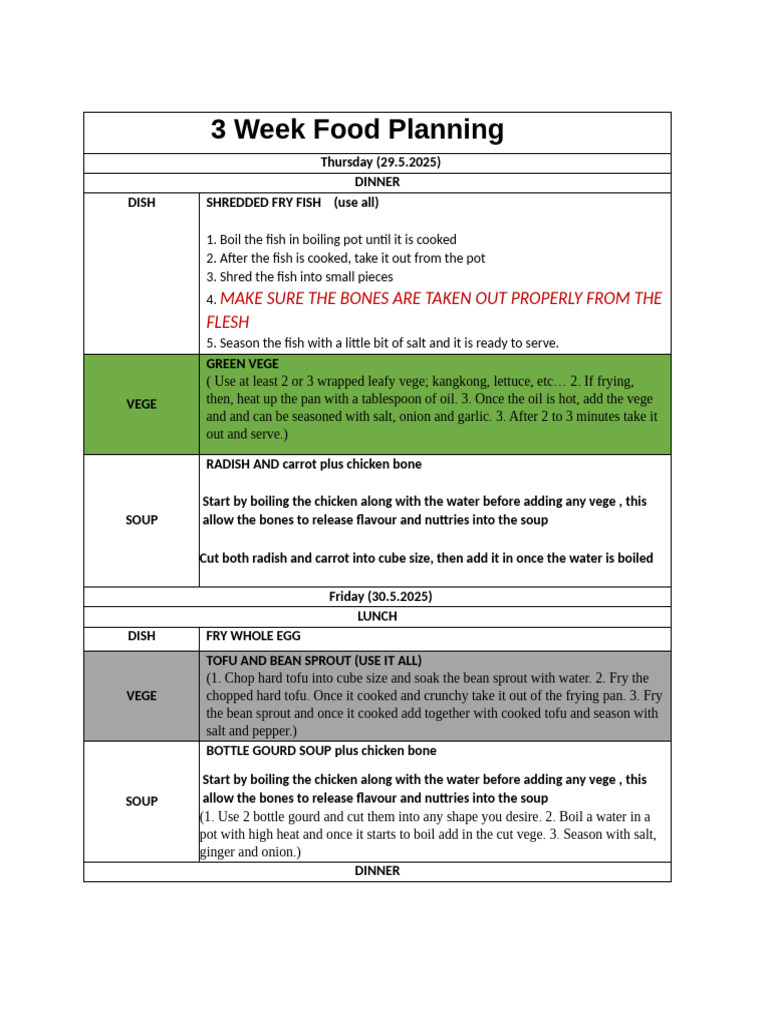 3-Week Dinner and Lunch Meal Plan | PDF | Curry | Eggplant