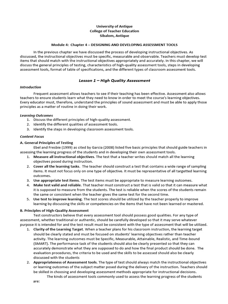 Module 4 Chapter 4 - Educ 4 | PDF | Educational Assessment | Teachers