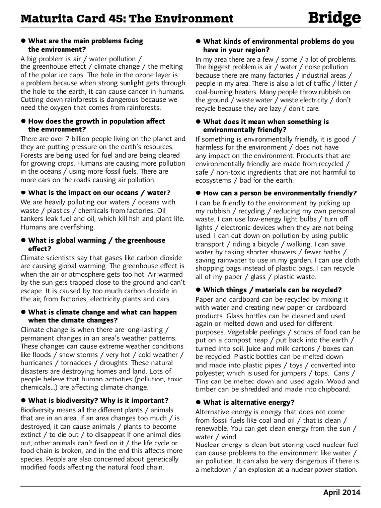 Environmental Challenges and Solutions | PDF | Climate Change | Natural ...