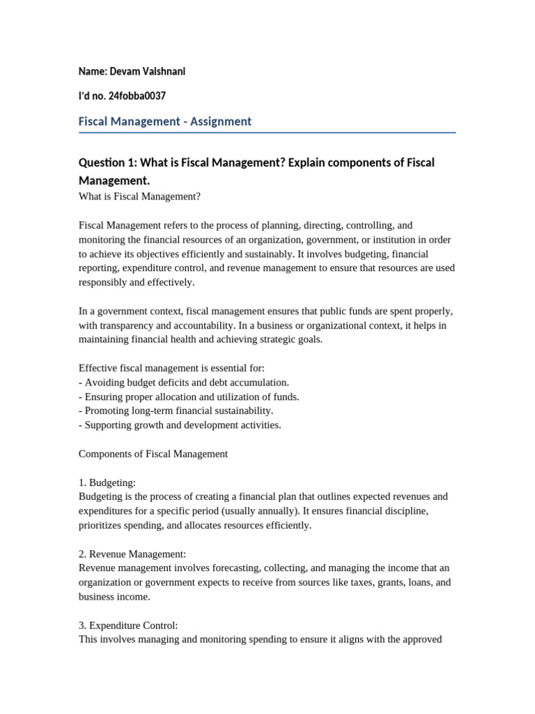 Understanding Fiscal Management Components | PDF | Fiscal Policy | Budget