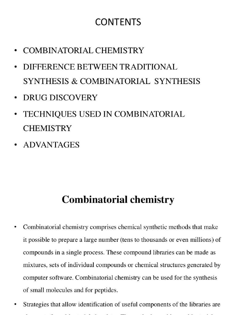 Combinatorial Chemistry and High Throughput Screening | PDF