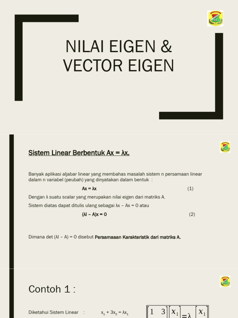 Nilai dan Vektor Eigen dalam Aljabar Linear | PDF