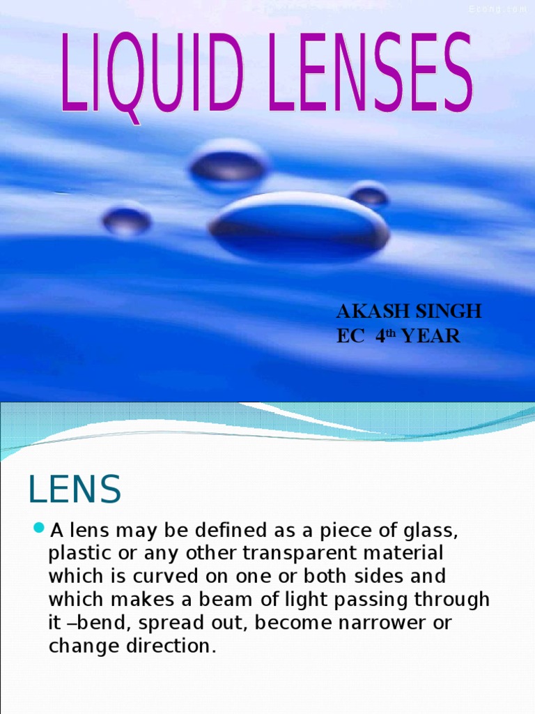 Liquid Lenses Presentation 11111111 PDF Lens (Optics) Camera Lens