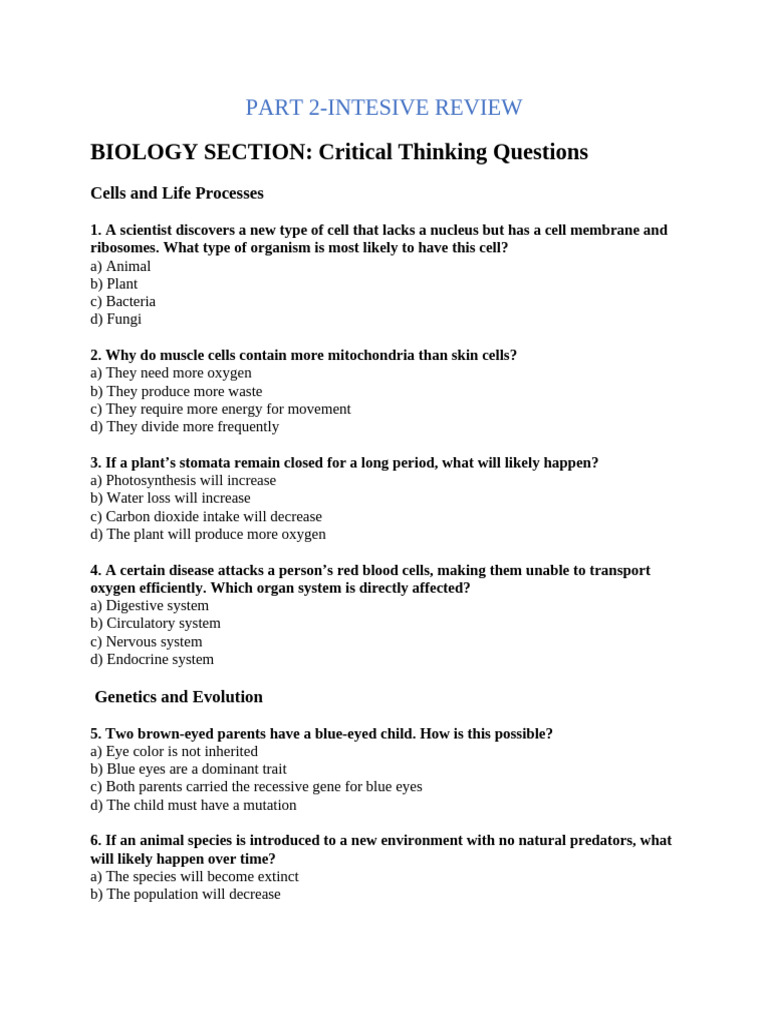 Critical Thinking in Biology and Chemistry | PDF | Cell (Biology) | Water
