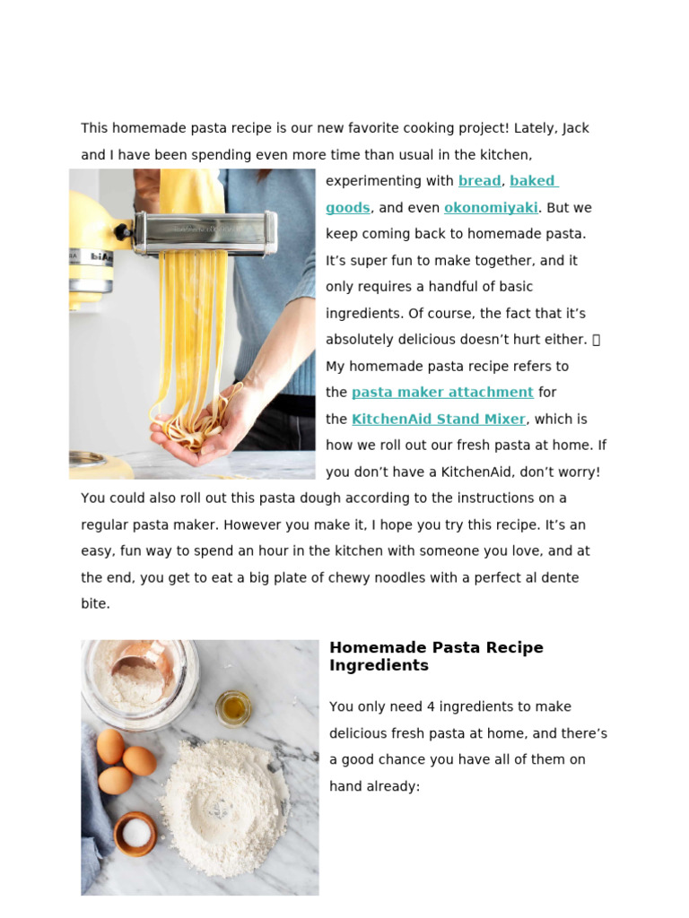 Easy Homemade Pasta Recipe Guide | PDF | Pasta | Dough
