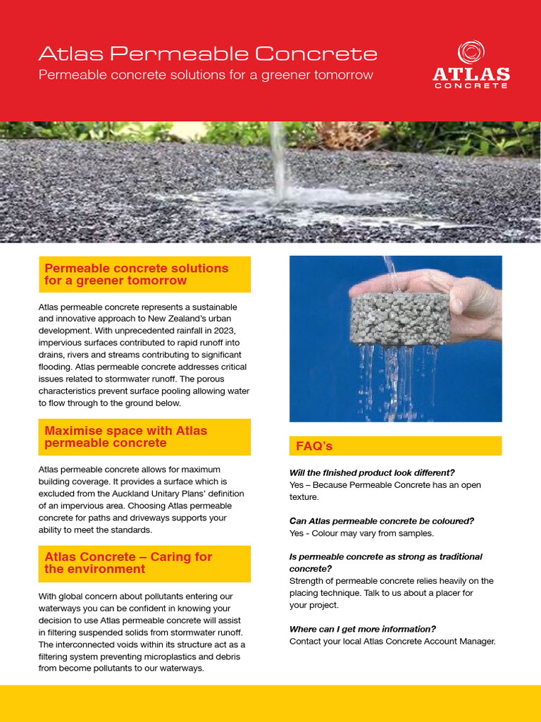 ATL0130 - Permeable Concrete Brochure - v6 | PDF | Concrete | Stormwater