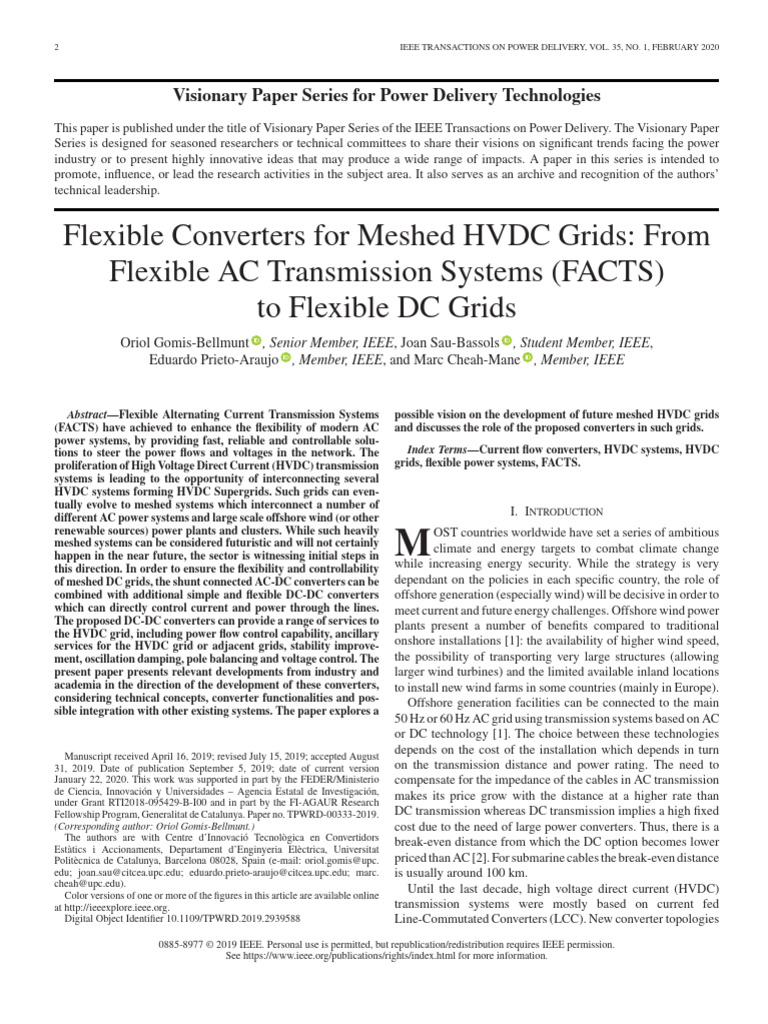 Flexible Converters For Meshed HVDC Grids From Flexible AC Transmission ...