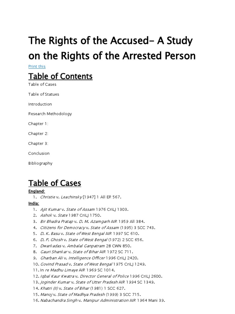 Rights of Arrested Persons in India | PDF | Arrest | Remand (Detention)