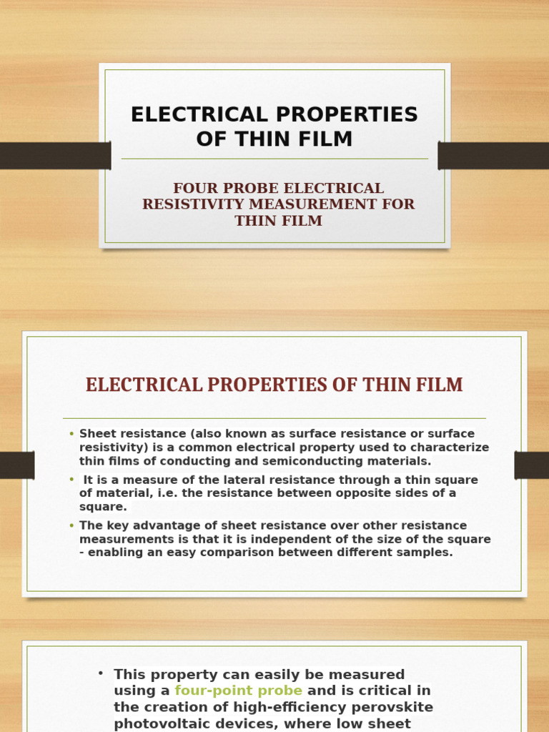 Electrical Properties of Thin Films | PDF | Thin Film | Electrical ...