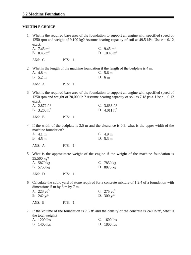 Machine Foundation Calculations and Analysis | PDF | Density | Pound (Mass)