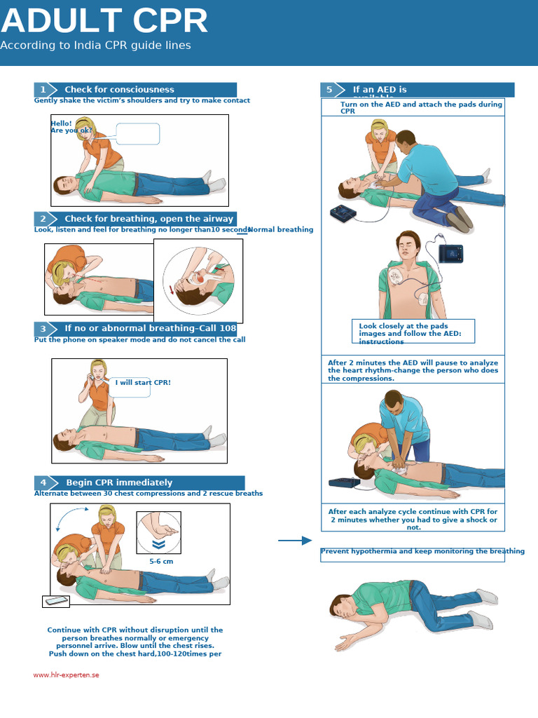 CPR Poster Adult 50x70 | PDF | Cardiopulmonary Resuscitation | Diseases ...